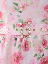 Asymmetric Neck Floral Mini Dress