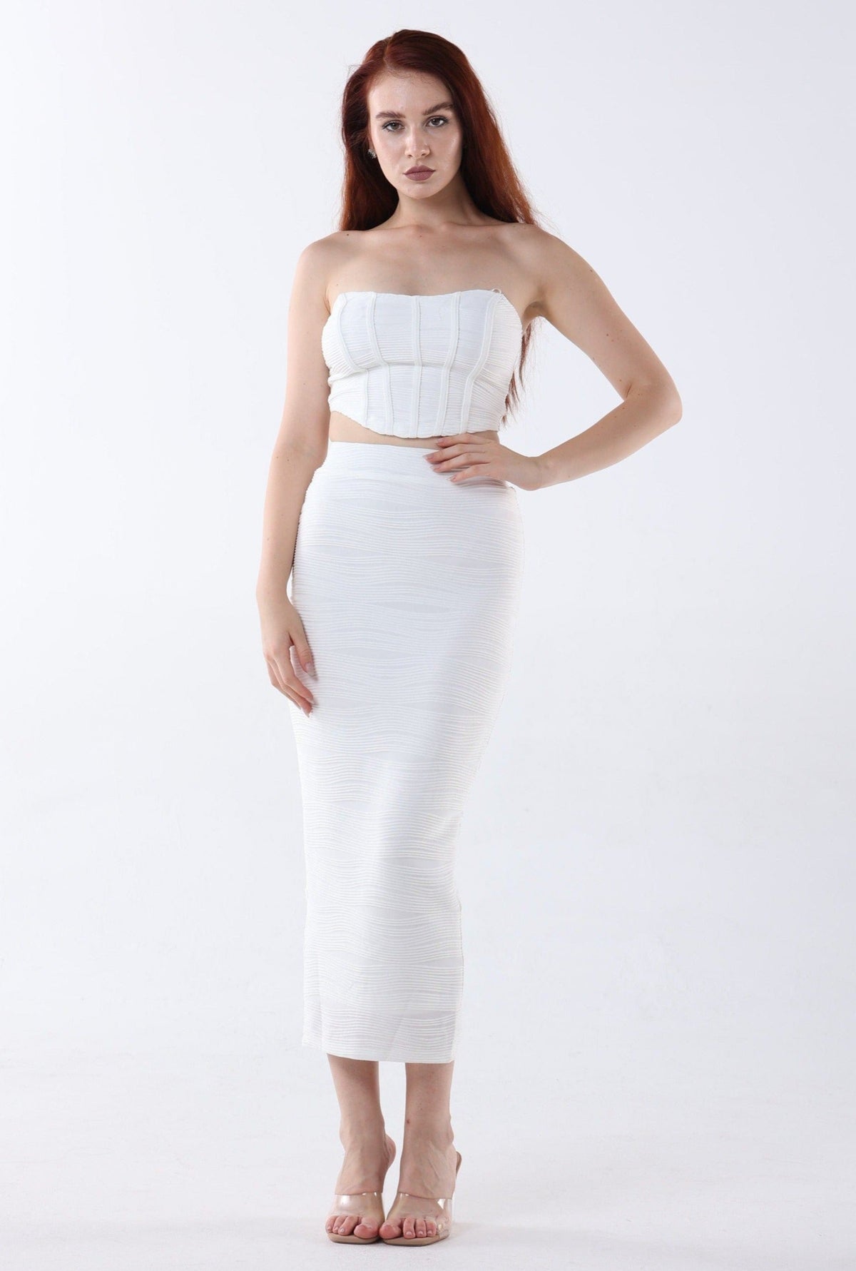 Crop Top Midi Skirt Set