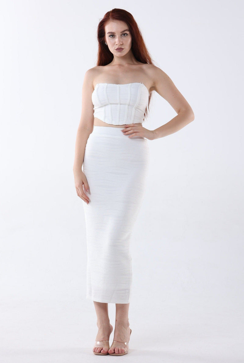 Crop Top Midi Skirt Set