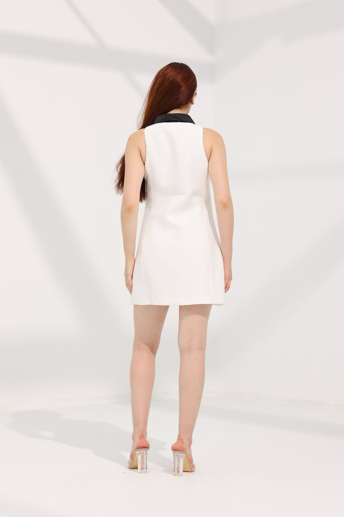 Flower Applique Tweed Dress