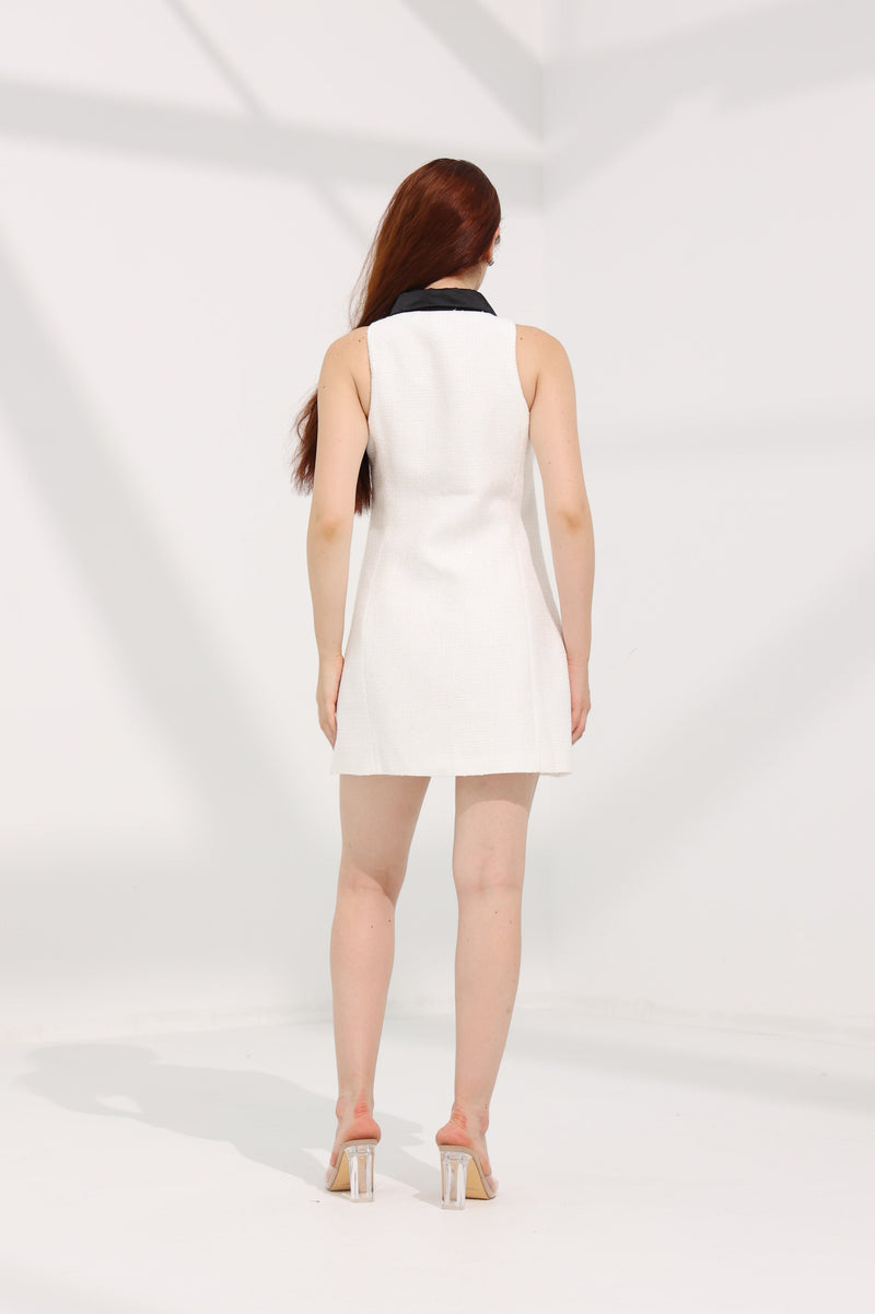 Flower Applique Tweed Dress