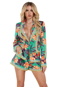 Tropical Blazer & Shorts Set