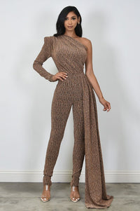 One Shoulder Train Jumpsuit