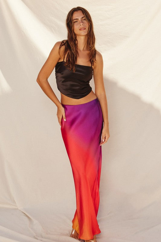 Ombre Pull On Maxi Skirt