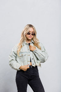 Cropped Denim 'Rock' Jacket