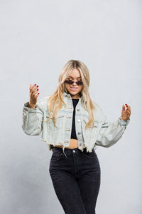 Cropped Denim 'Rock' Jacket