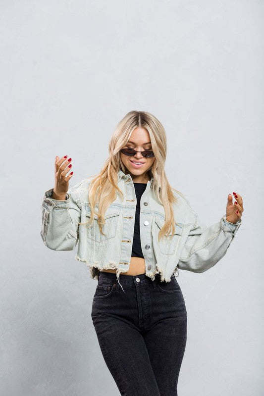 Cropped Denim 'Rock' Jacket