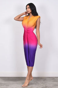 Ombre Plunge Midi Dress
