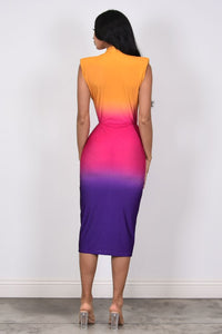 Ombre Plunge Midi Dress