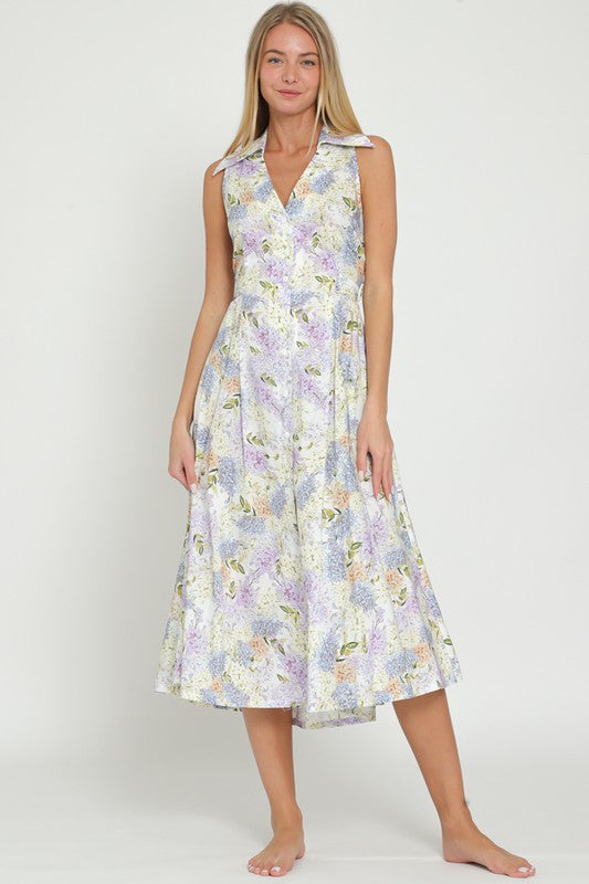 Collar Button Down Midi Dress