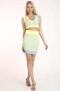 Knit Mini Skirt Set- Yellow
