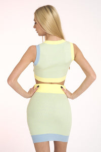 Knit Mini Skirt Set- Yellow