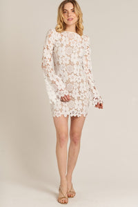 Lace Bell Sleeve Mini Dress