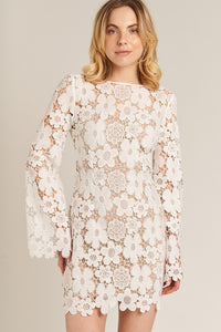 Lace Bell Sleeve Mini Dress