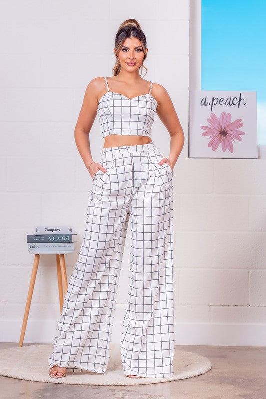 Window Pane Crop Top & Pants Set