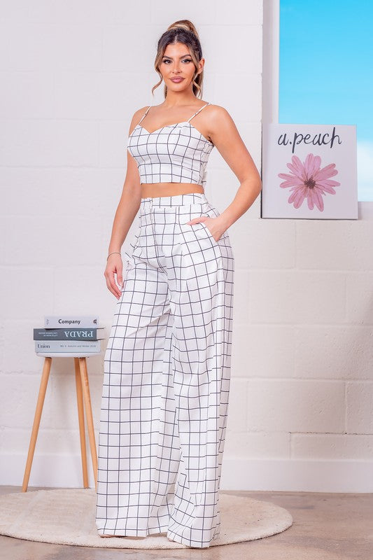 Window Pane Crop Top & Pants Set
