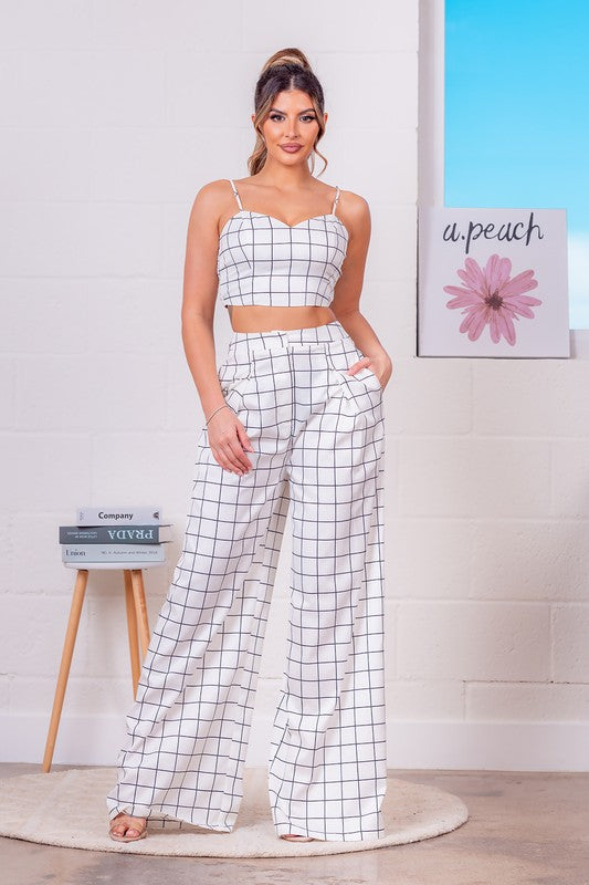 Window Pane Crop Top & Pants Set