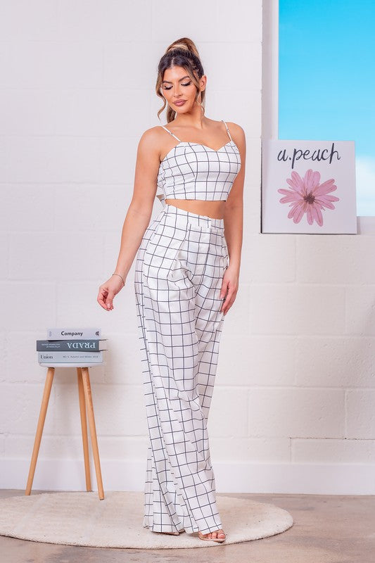 Window Pane Crop Top & Pants Set