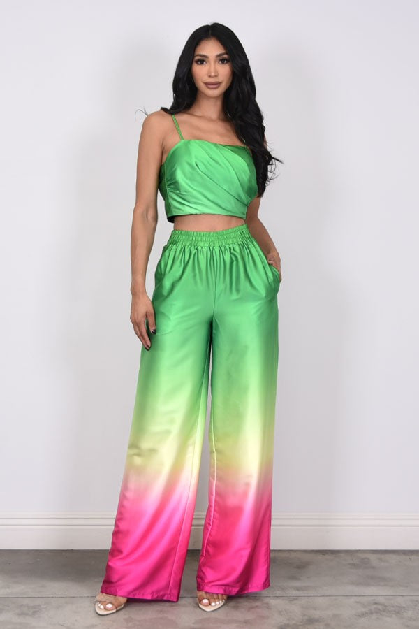 Ombre Satin Top and Pant Set