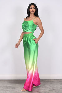 Ombre Satin Top and Pant Set