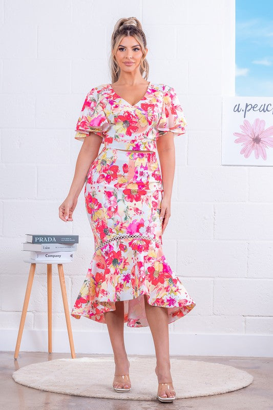 Cropped Top & Midi Mermaid Skirt