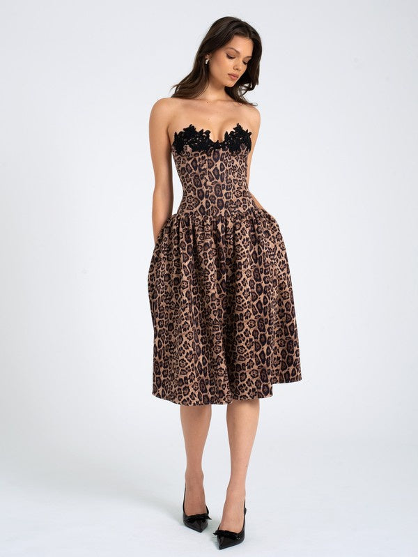 Lace Trim Midi Dress