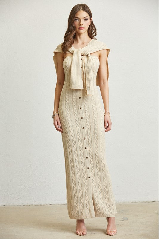 Knit Maxi dress and Shoulder Sweater