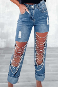 Rhinestone Embellished Jeans