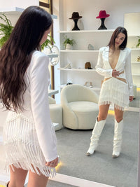 Tiered Tassel Blazer Dress