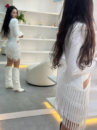 Tiered Tassel Blazer Dress