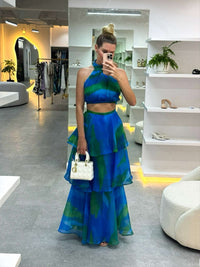 Tulle Maxi Chiffon Crop Set