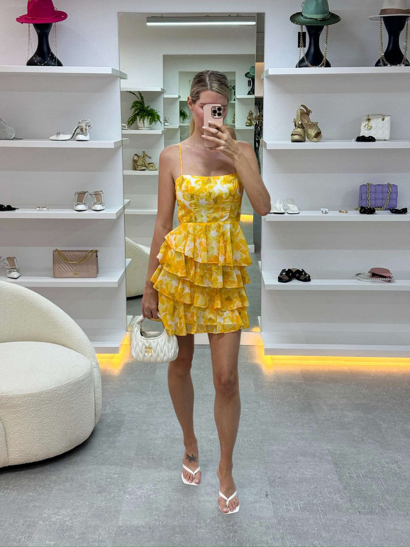 Ruffle Tie Back Mini Dress