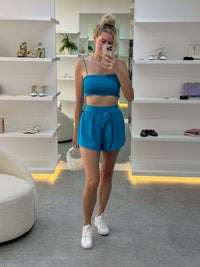 Linen Crop Top and Shorts Set