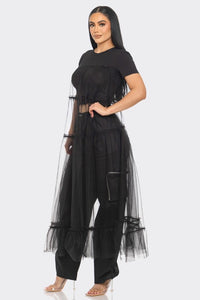 Tulle Overlay Crop Top