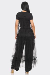 Tulle Overlay Crop Top