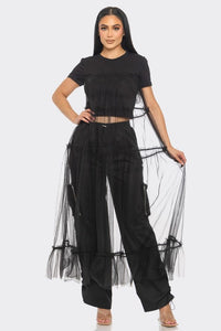 Tulle Overlay Crop Top