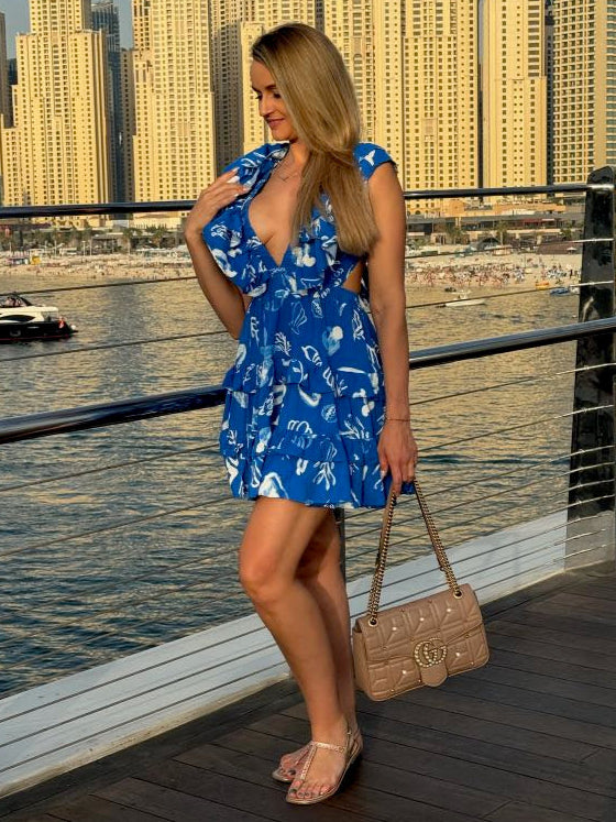 Plunge Low Back Mini Dress
